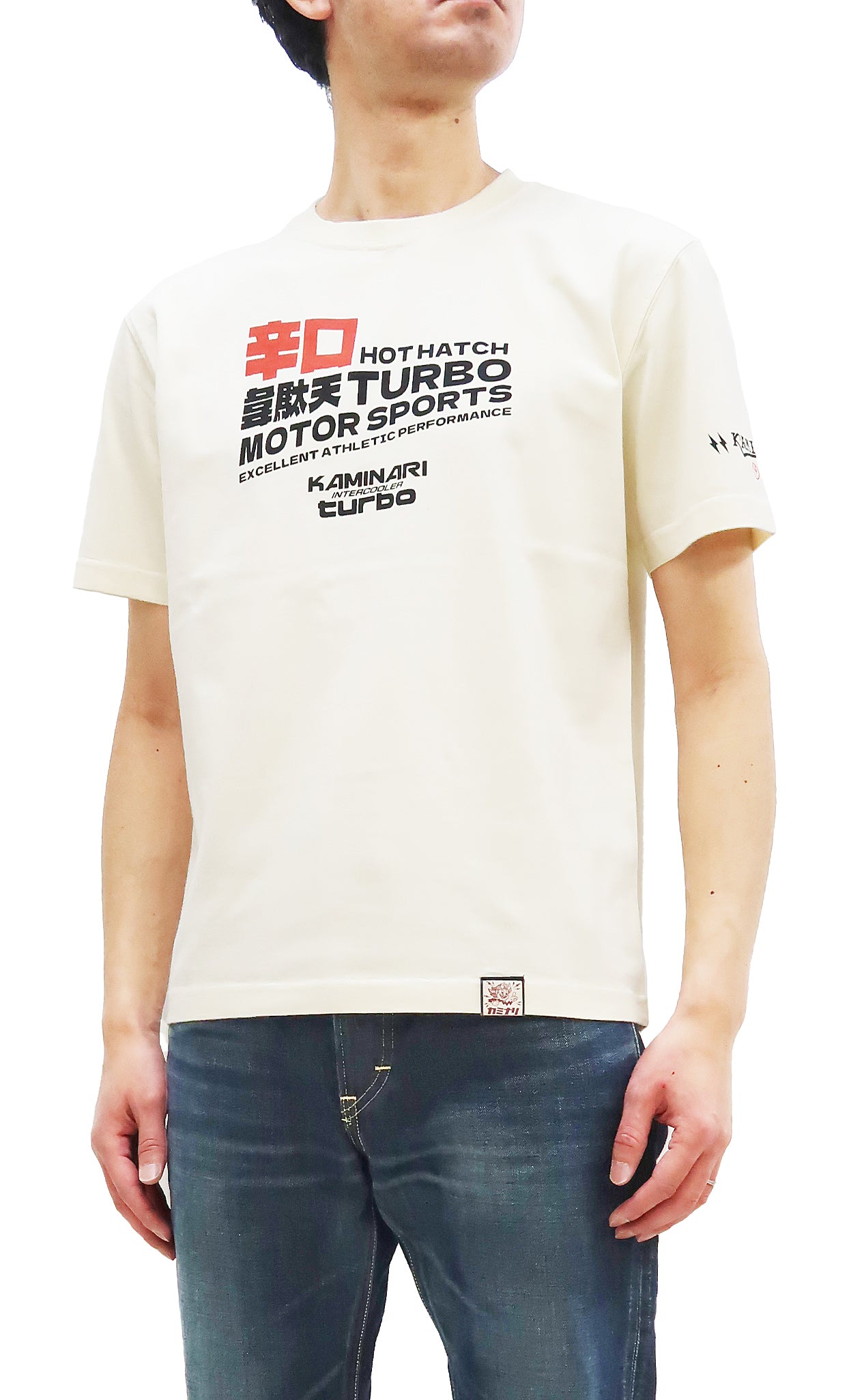 Kaminari Men's Classic Japanese Car Graphic T-Shirt - Short Sleeve Casual Tee in Off White | Streetwear Fashion & Anime Inspired Outfit for Car Enthusiasts