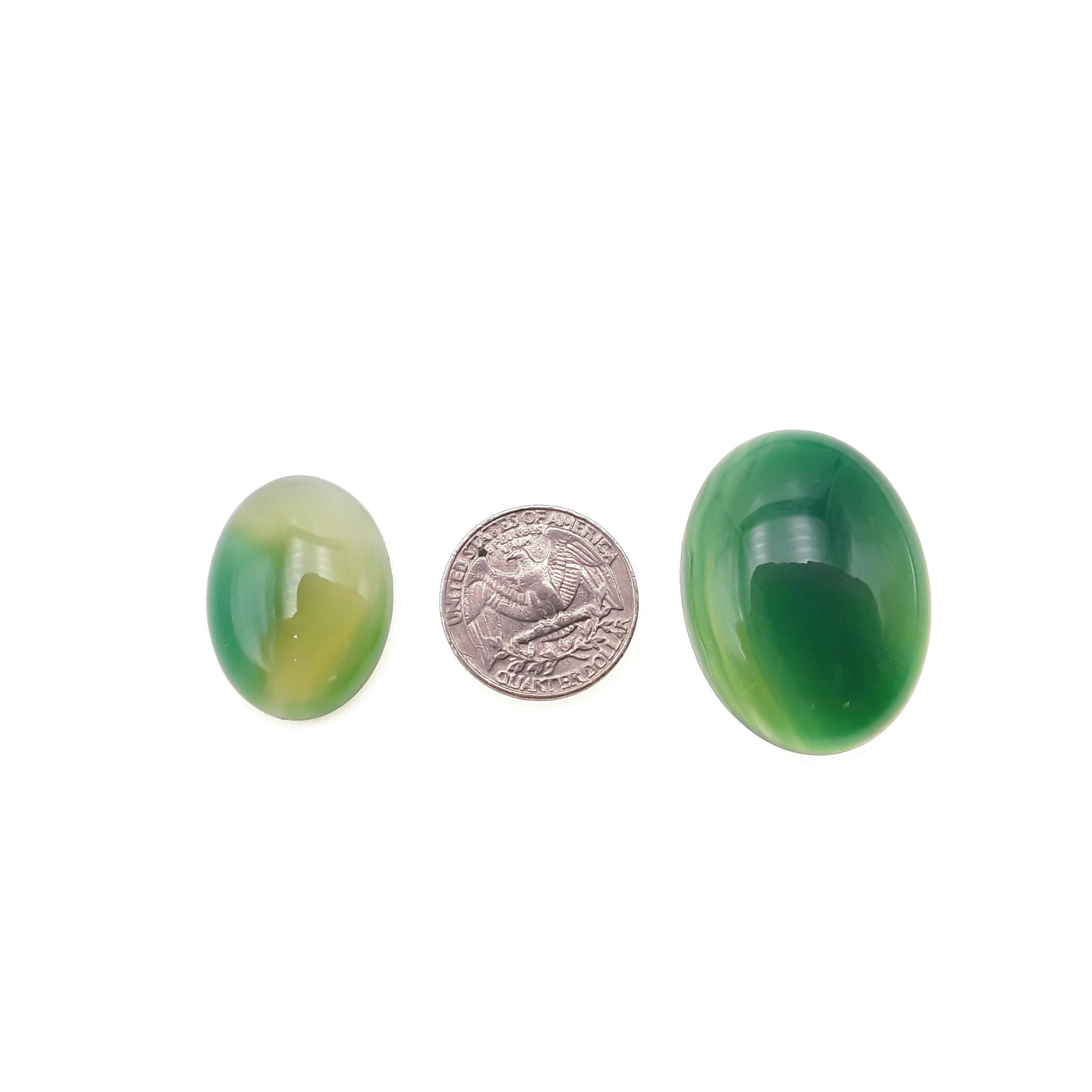 Natural Green Agate Oval Cabochon - 20x30mm & 30x40mm Sizes - Sold Individually - Perfect for Jewelry Making, Wire Wrapping, and Crystal Healing