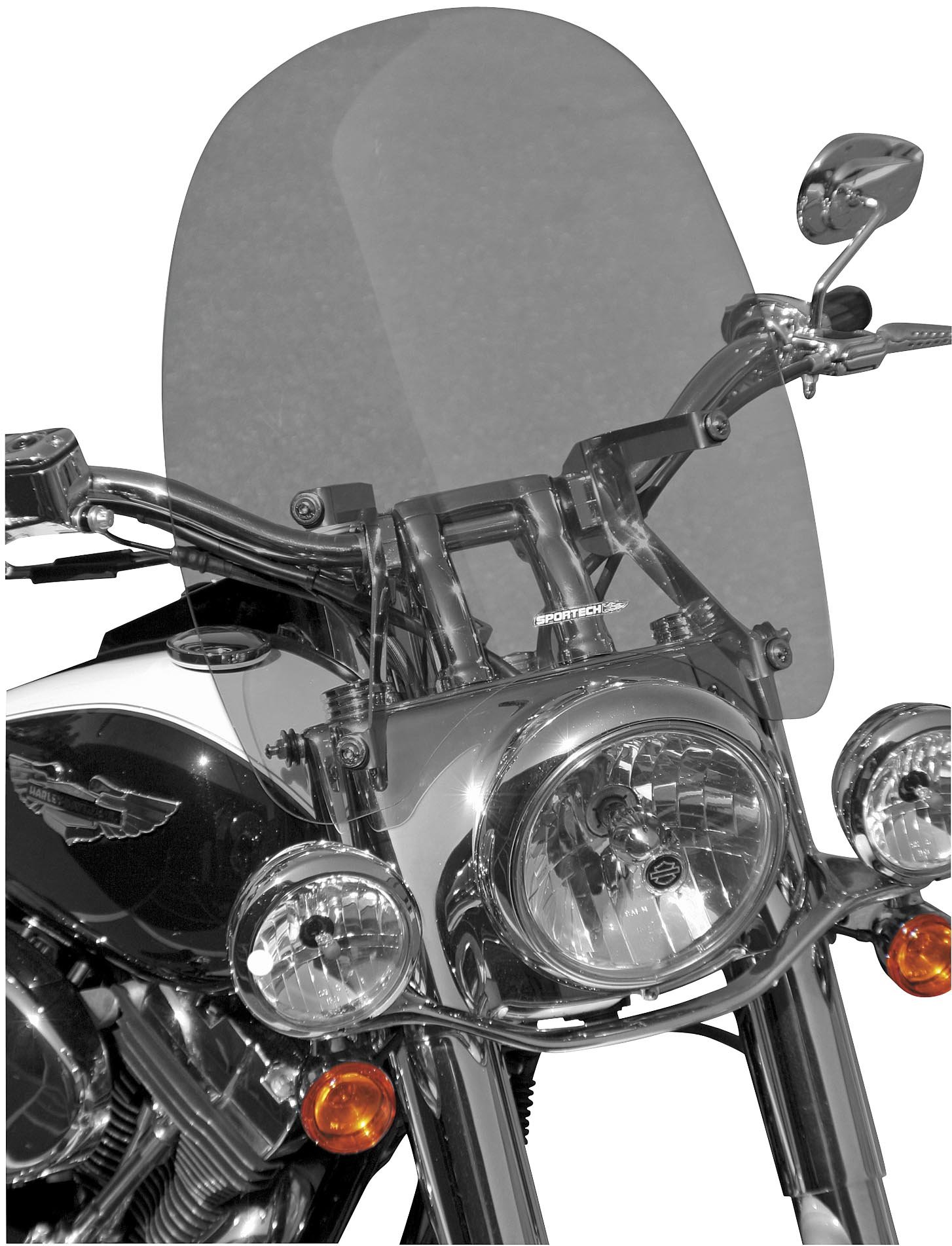 Sportech Cruise Series 15in. Low Tint Windshield for Motorcycles - Universal Fit, UV Protection - Perfect for Cruiser & Touring Bikes (Model 65602010)