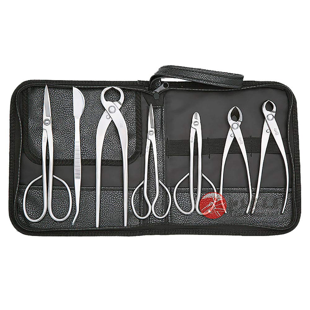 Premium 7-Piece Bonsai Tool Kit - Professional Master's Grade Pruning Shears, Scissors & Care Set (JTTK-03) for Trimming, Shaping & Maintaining Miniature Trees - Perfect for Beginners & Experts
