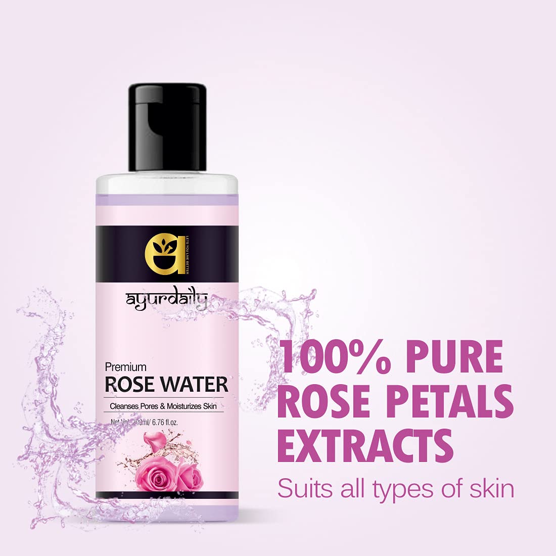 Ayurdaily Pure Rose Water Facial Toner for Men & Women - 200ml (Pack of 2) | Hydrating, Refreshing & Soothing Skin Care | Perfect for Daily Use, After Sun Care & Makeup Removal