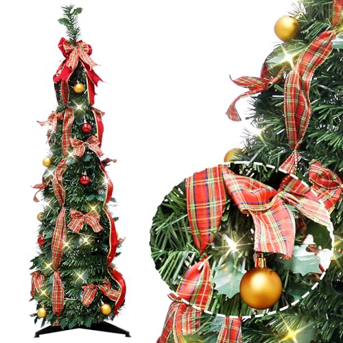 4ft Green Christmas Tree & Red Bow