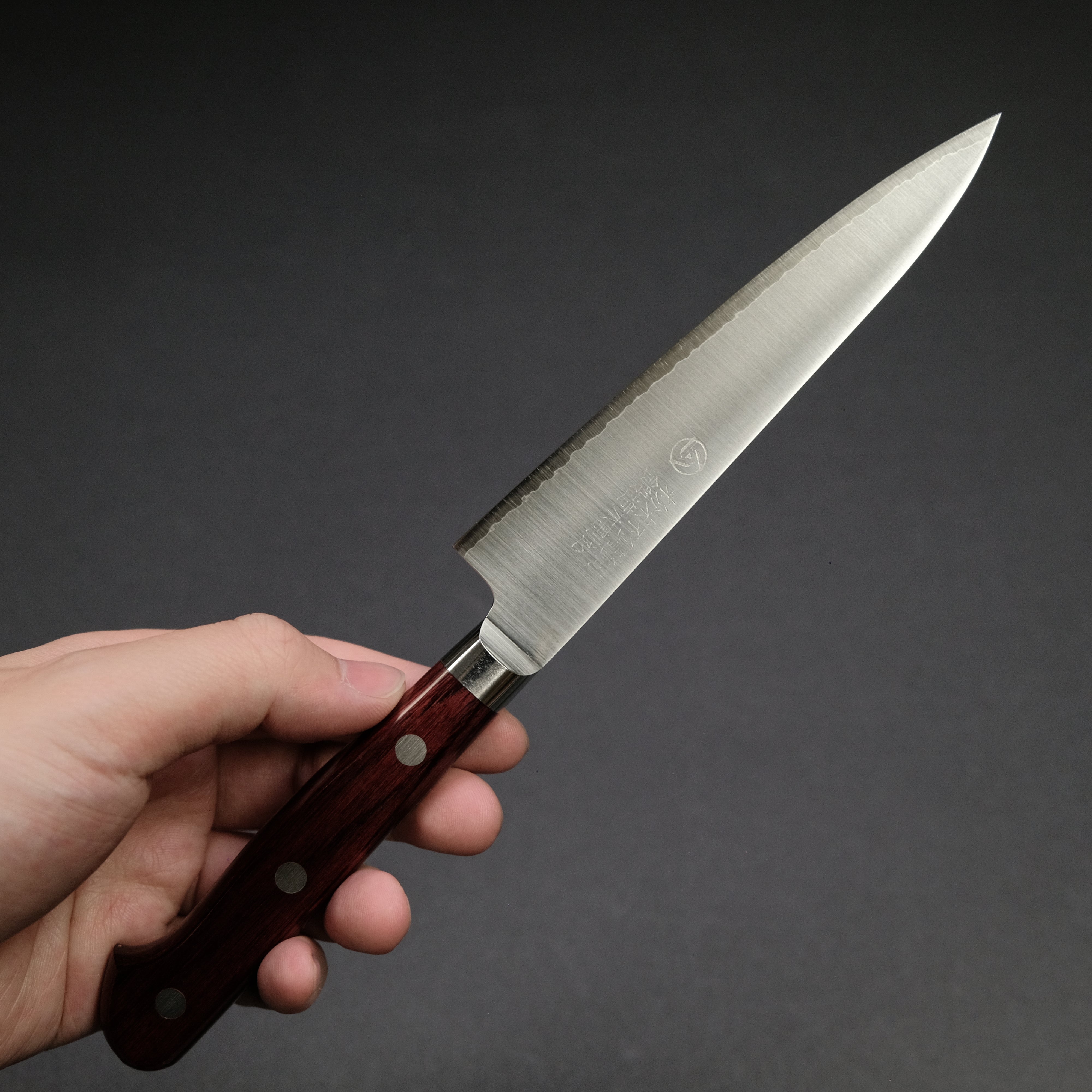 Hitohira TP Petty 130mm Japanese Kitchen Knife with Wine Pakka Handle - Perfect for Precision Slicing, Peeling & Garnishing Fruits, Vegetables & Boneless Meats