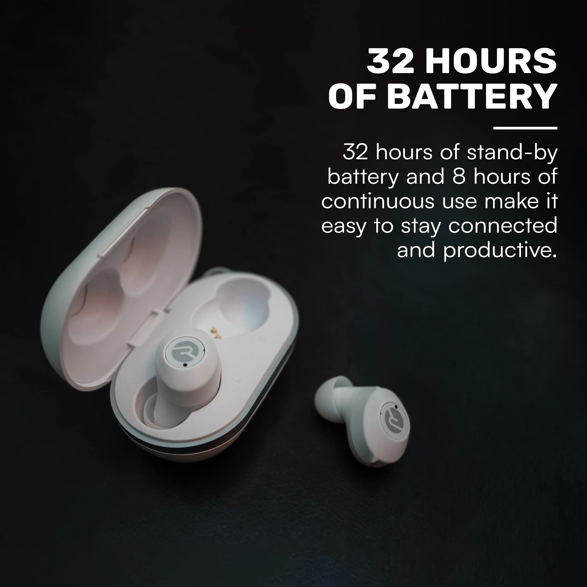 Raycon The Everyday Bluetooth Wireless Earbuds with Mic - 32H Playtime, Stereo Sound, True Wireless In-Ear Headphones for Running, Gym & Work (Matte White)