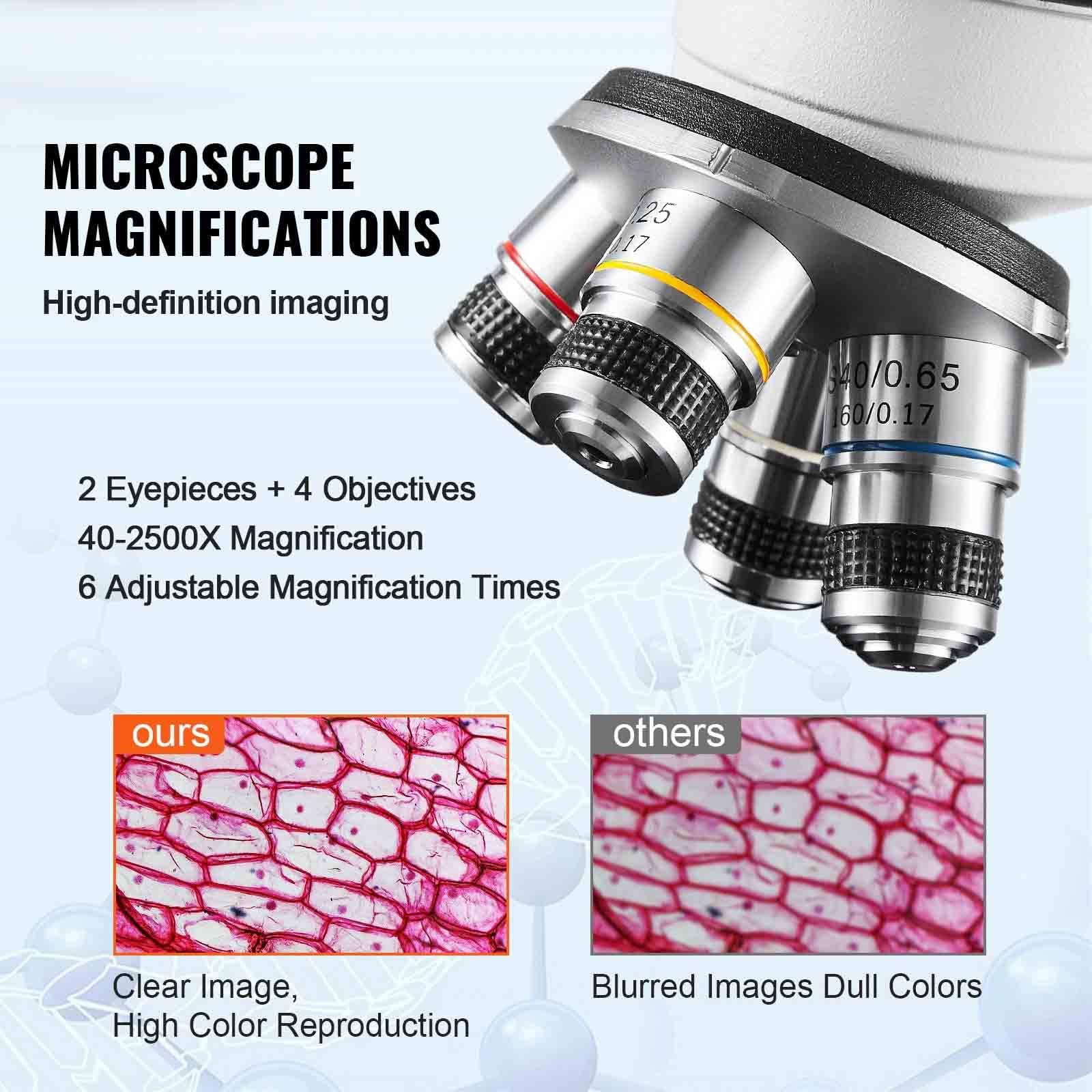 Professional Binocular Compound Microscope 30000X-70000X Magnification with LED Illumination & Phone Adapter - Ideal for Students, Adults & Kids - Perfect for Lab Research, Classroom Learning & Home Science Exploration