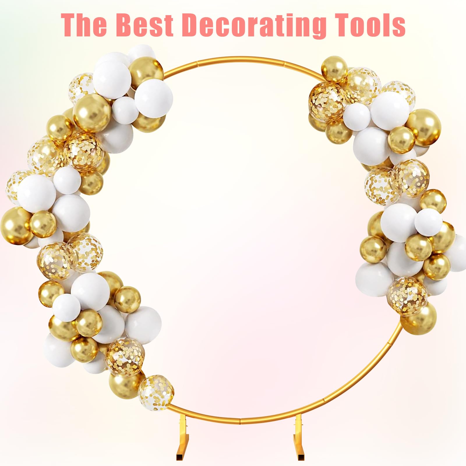 7.2FT Round Backdrop Stand - Sturdy Gold Circle Balloon Arch Stand for Wedding, Birthday Party & Baby Shower Decorations | Perfect for Indoor/Outdoor Events, Photo Booths & Social Media Backdrops