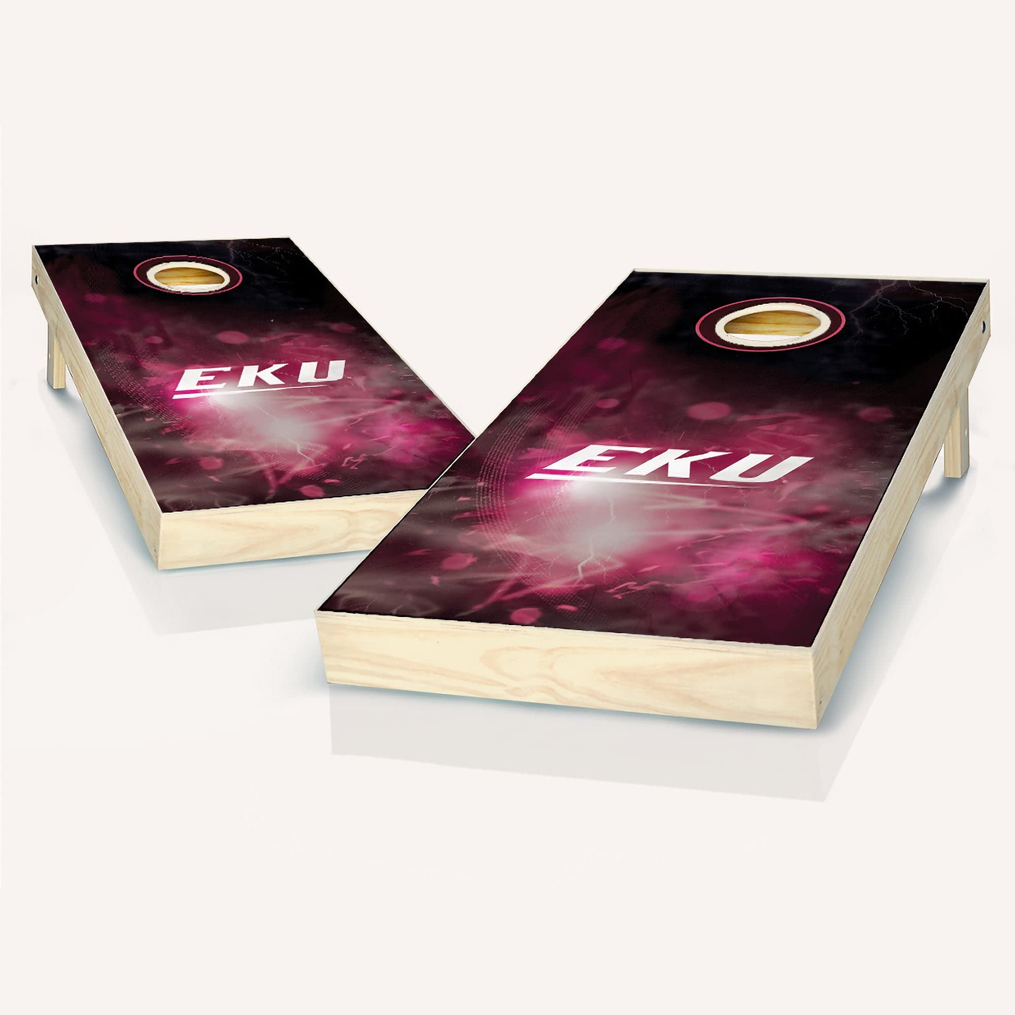 Skip's Garage Eastern Kentucky Smoke Cornhole Board Set - Custom Team Logo Design - Regulation Size Cornhole Game for Tailgating, Backyard Parties & Outdoor Events