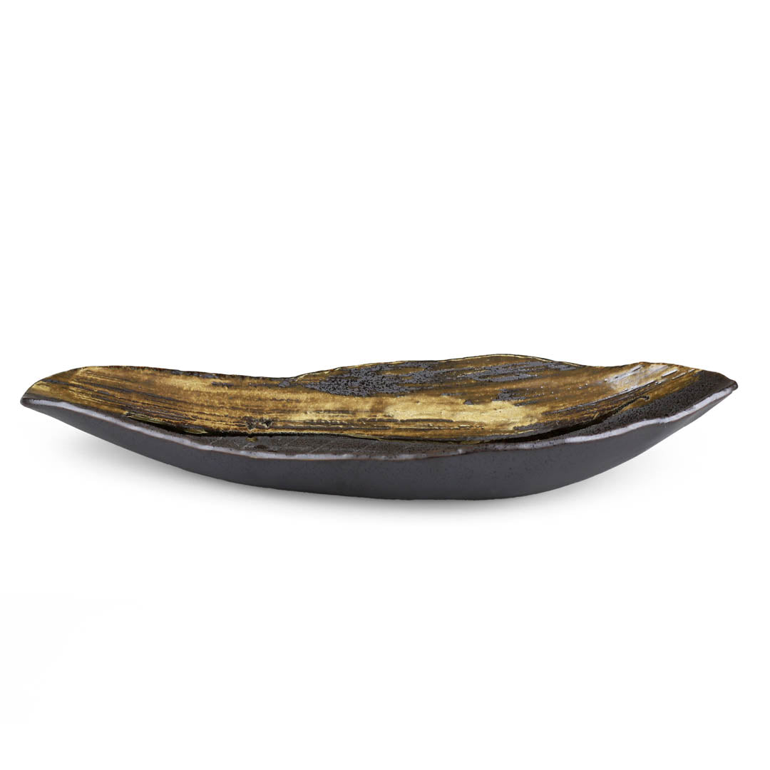 Hoba Leaf Shaped Large Serving Platter - 16.9 x 7.1 Inches - Elegant Bamboo Leaf Tray for Sushi, Appetizers, Cheese & Charcuterie - Perfect for Dinner Parties, Weddings & Japanese Themed Events