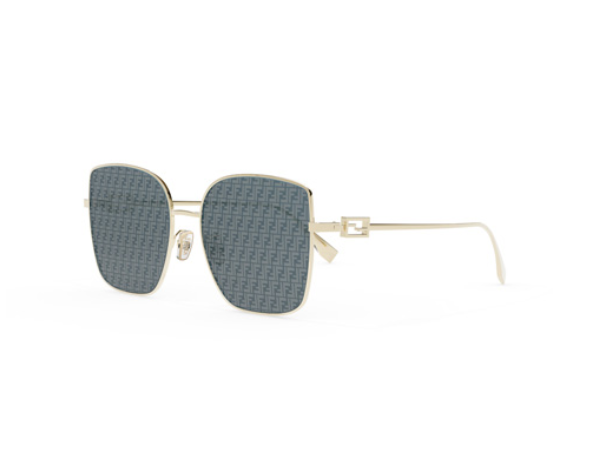 Fendi BAGUETTE FE40013U 10X Grey/Gold Mirrored Square Women's Sunglasses - Luxury Designer Shades for Women, UV Protection, Fashionable Square Frame - Perfect for Beach, Driving & Outdoor Activities