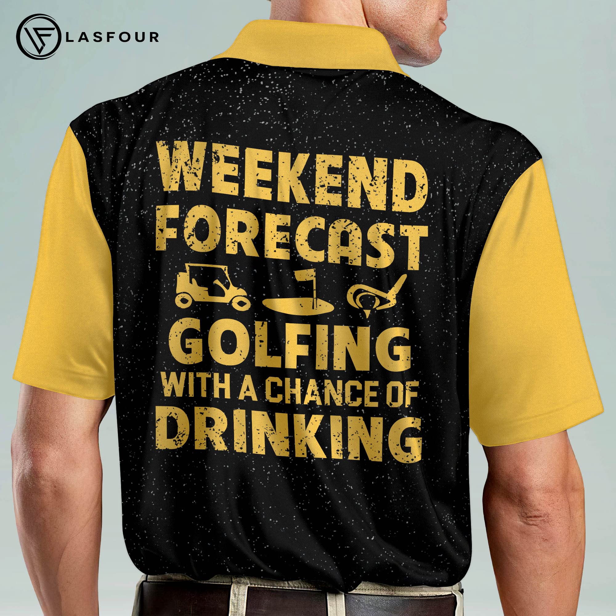 LASFOUR Custom Funny Golf Shirts for Men - Moisture Wicking Dry Fit Short Sleeve Polo Shirts - Patriotic & Novelty Golf Apparel - Perfect for Golf Tournaments, Casual Wear & Father's Day Gifts