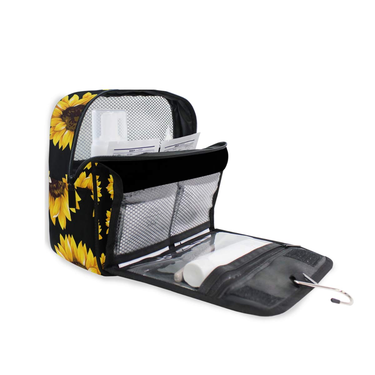 CaTaKu Tropical Sunflower Van Gogh Inspired Waterproof Cosmetic Bag - Multi-Functional Travel Toiletry Organizer for Men & Women - Perfect for Makeup, Skincare & Travel Essentials