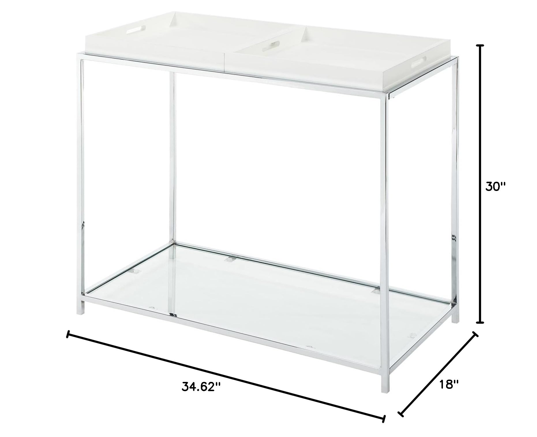 Convenience Concepts Palm Beach Console Table - White Entryway Sofa Table for Hallway, Living Room & Bedroom Decor