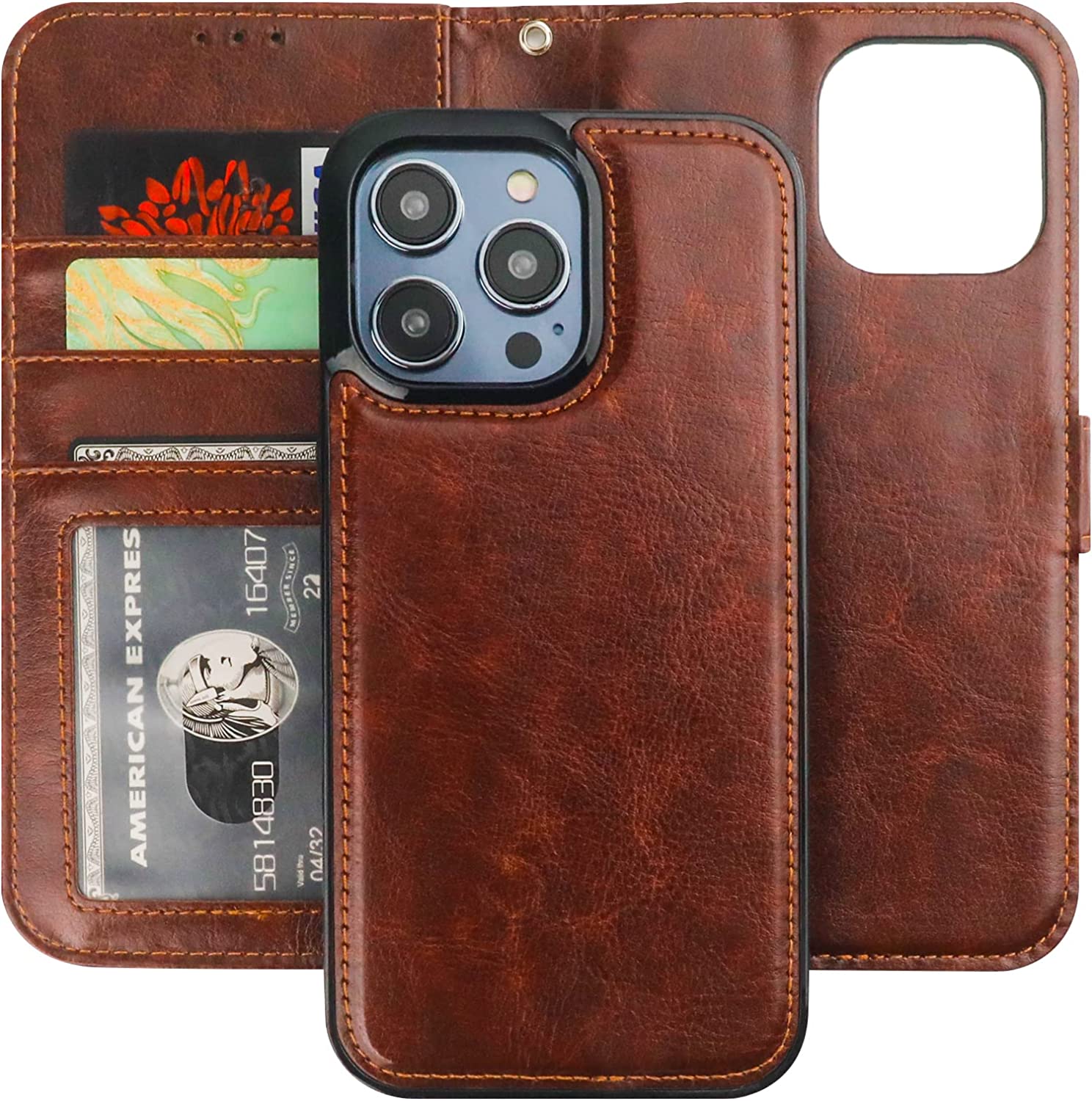 iPhone 14 Pro Max Case with RFID Blocking - 5G Compatible 6.7 Inch Protective Cover in Brown | Perfect for Travel, Business & Everyday Use