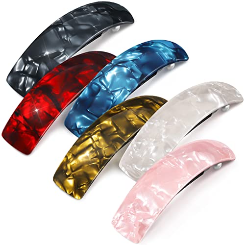 Elcoho 6-Piece Retro Large Automatic Hair Clips for Women - Classic French Design Hair Barrettes for Women, Ladies & Girls (6 Colors) | Perfect for Styling, Parties, Weddings & Everyday Use