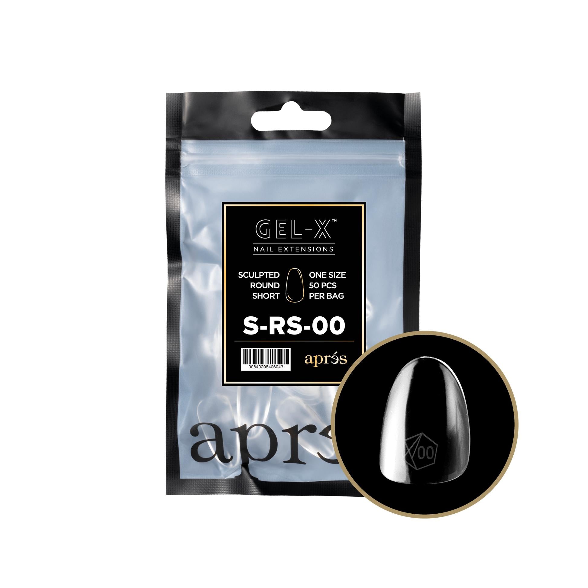 Apres Gel X 2.0 Refill Bags - Sculpted Round Short Size 00 (50 Pcs) | Professional Nail Extension Kit for Salon & Home Manicure | Perfect for DIY Nail Art & Gel Extensions
