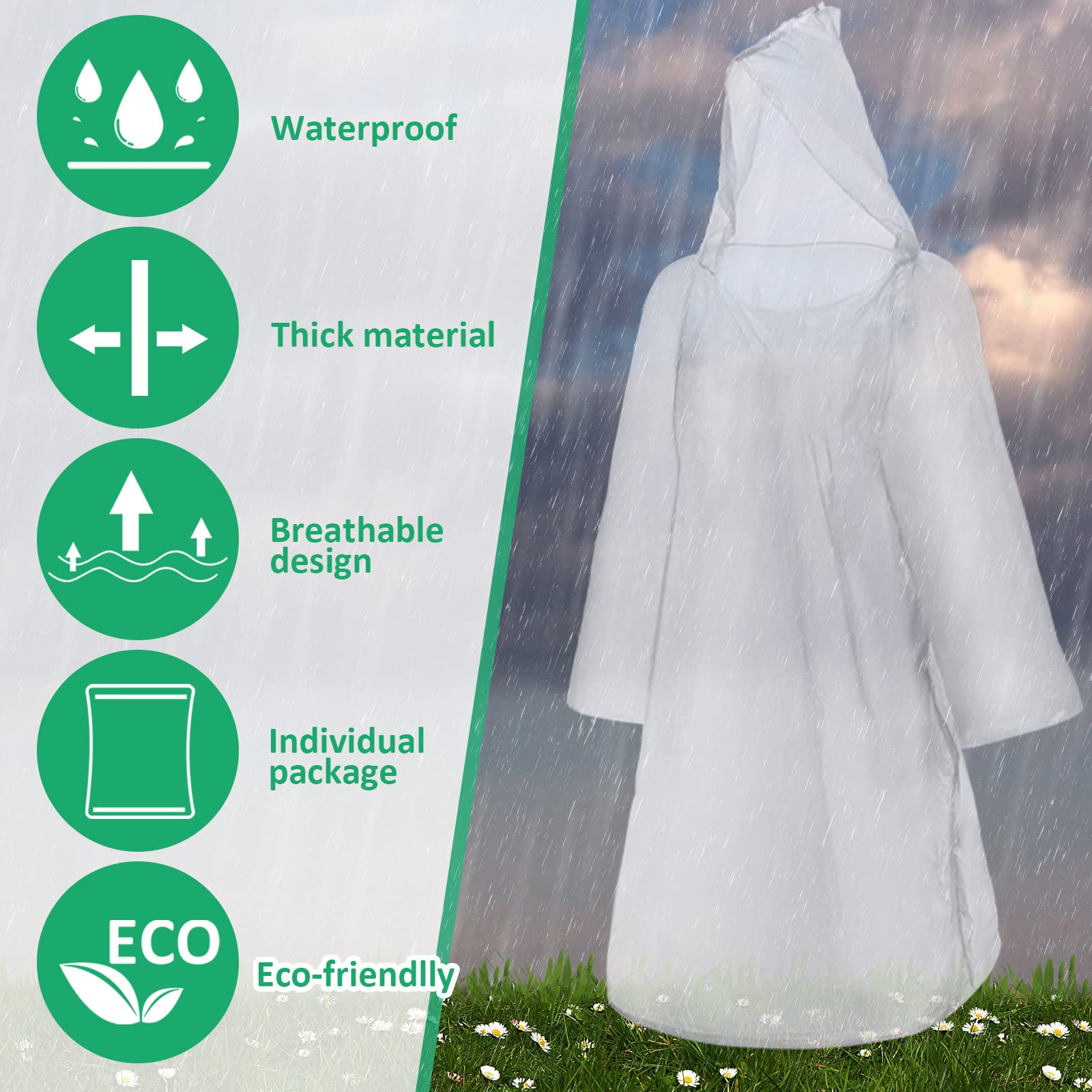 Wesiti 300 Pack Disposable Rain Ponchos with Hood - Waterproof Emergency Rain Gear for Adults, Men & Women - Perfect for Travel, Camping, Hiking, Outdoor Events & Sports Activities