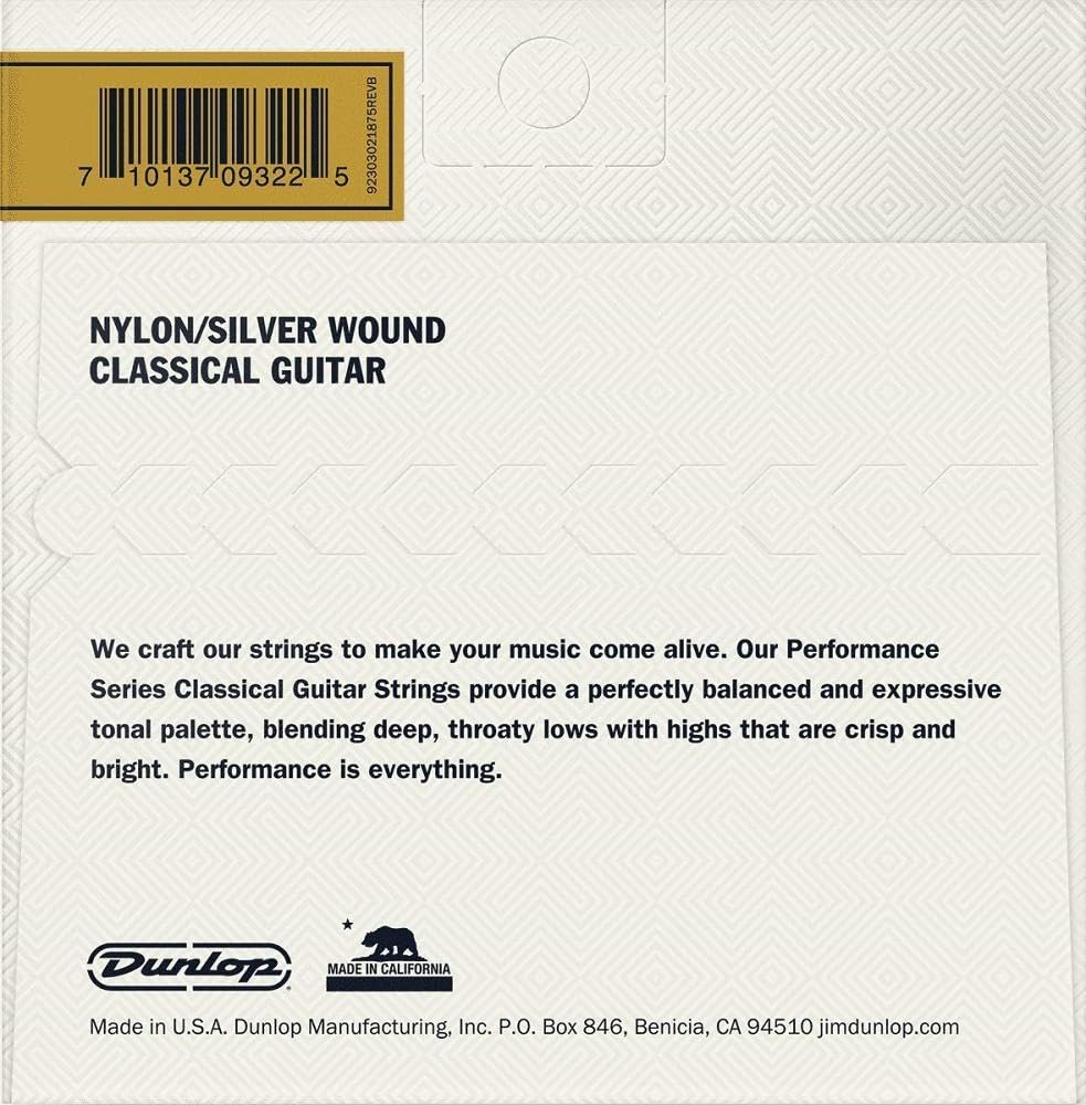 Jim Dunlop DCV100NS Performance Nylon Classical Guitar Strings - High-Quality Nylon Strings for Classical & Flamenco Guitars - Perfect for Beginners & Professional Musicians