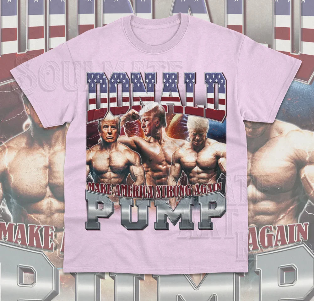 Donald Pump Gym T-Shirt - Funny Trump Election 2024 American Workout Tee - Perfect for Gym, Workouts & Political Humor