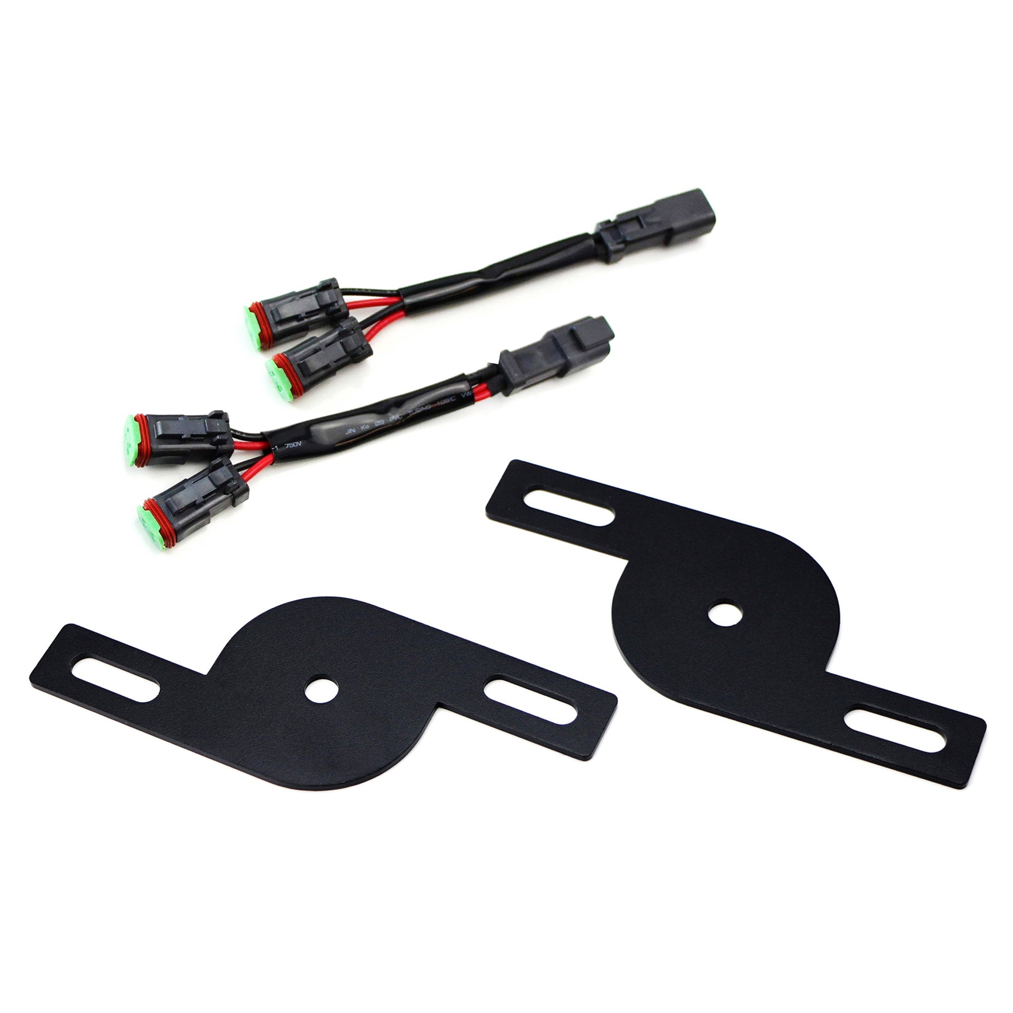 Dual Ditch Light Adapter Brackets with Y Splitter DTP Connectors for Truck SUV Jeep - Off-Road LED Light Mounting Kit for Enhanced Night Driving Safety