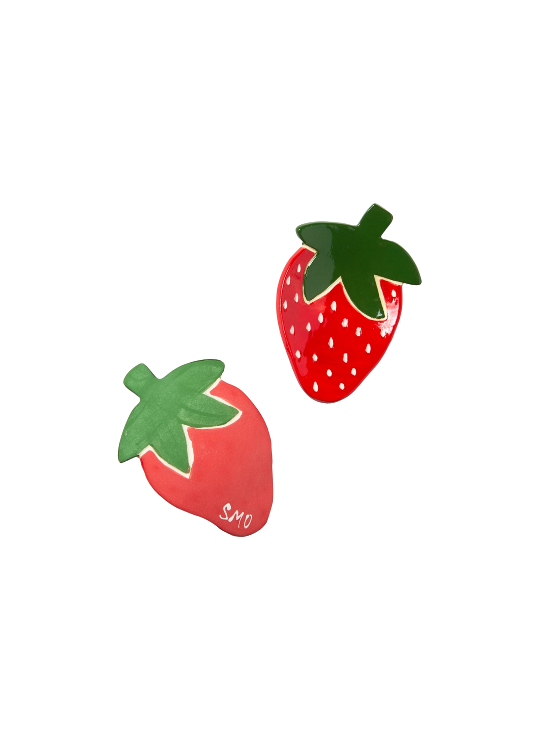 Handmade Strawberry-Shaped Ceramic Trinket Dish - Jewelry Tray, Spoon Rest & Decorative Gift for Home, Kitchen, Bathroom | Perfect for Organizing Rings, Earrings & Small Items