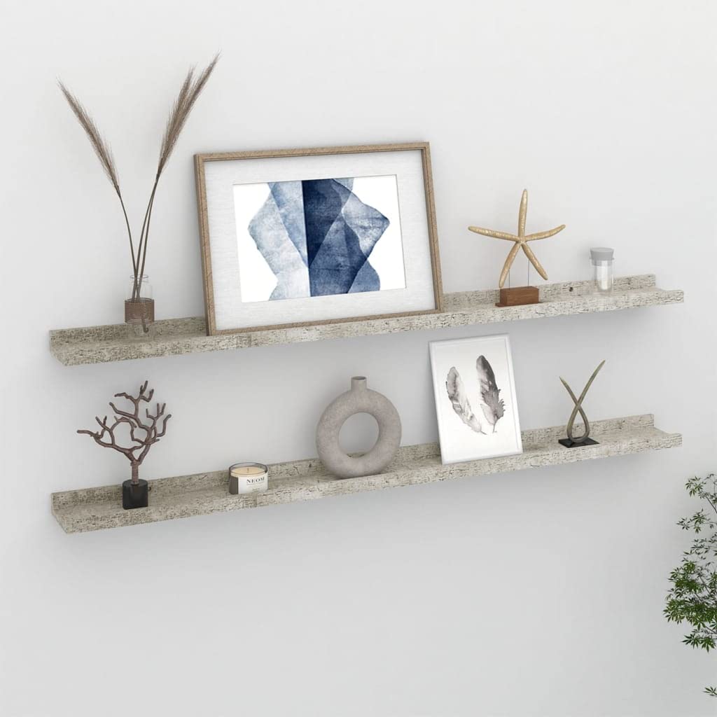 SKM 2 Pack Concrete Gray Wall Shelves - 39.4