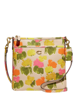 Coach Floral Printed Leather Kitt Crossbody Bag for Women - Stylish & Lightweight Purse for Everyday Use, Travel & Date Nights