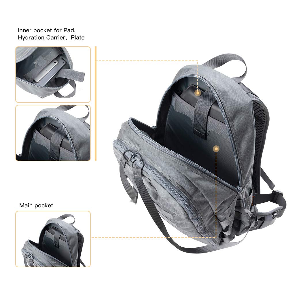Military Tactical Backpack with Detachable Design - Converts to Outdoor Vest | Durable Grey Rucksack for Hiking, Camping & Airsoft | EXCELLENT ELITE SPANKER Tactical Gear