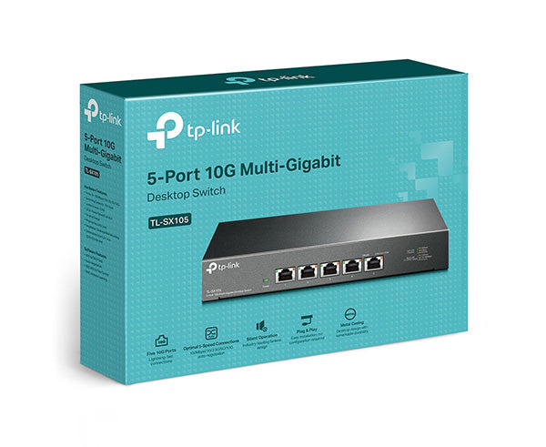 5 Port 10G Ethernet Switch - High Speed Desktop Network Switch for Home Office, Gaming & Media Streaming | Plug & Play Gigabit Switch for PC, Mac, Router & NAS Setup
