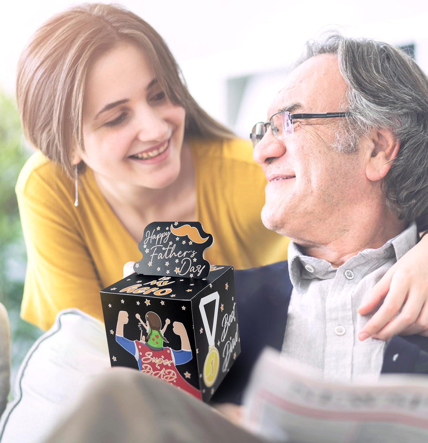SIETDESEO Black Money Gift Box for Father's Day - Cash Roll Present for Dad from Daughter, Son or Wife - Unique Money Holder for Surprise Gifts (Perfect for Birthdays, Retirement & Special Occasions)