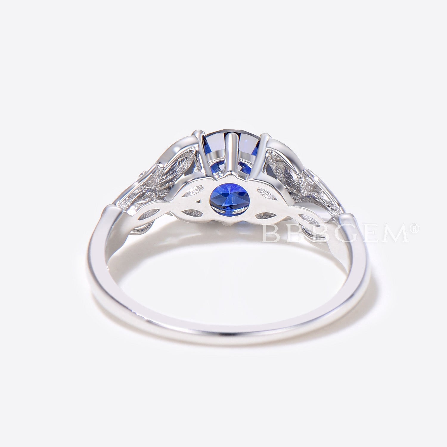 14K Gold Filigree Engagement Ring with 1CT Round Blue Sapphire - Elegant Wedding Band for Women, Perfect for Proposals, Anniversaries & Special Occasions