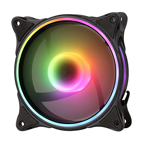 Monysun MS2-120mm Addressable RGB LED Case Fan - 5V-3Pin aRGB, Dual Light Loop, PWM Control, Ultra Quiet Cooling for Gaming PC (Adjustable Colors) - Perfect for PC Builds, Case Modding & RGB Lighting Setups