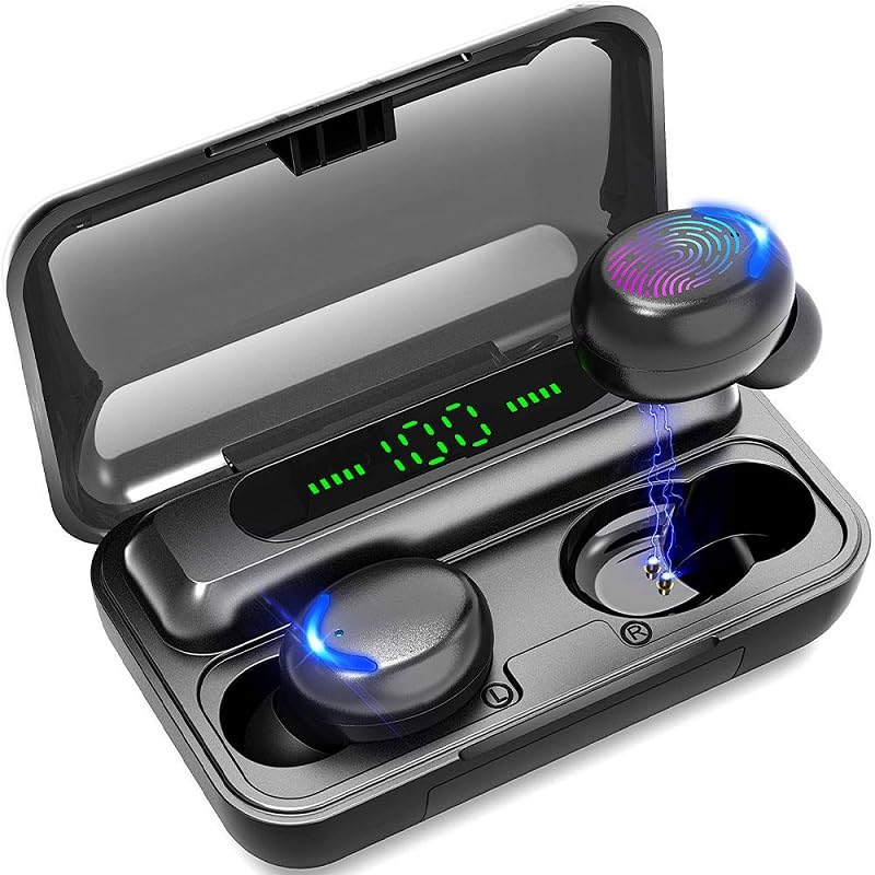 Calibree Wireless Earbuds Bluetooth 5.1 - Sports Headphones with LED Display, Active Noise Cancelling, HiFi Stereo Sound & IPX7 Waterproof (Black) - Perfect for Running, Gym Workouts & Travel