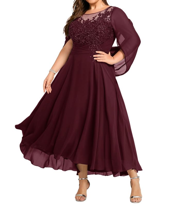 Elegant Plus Size Lace Mother of The Bride Dress with Cape - Formal Wedding Guest Gown for Special Occasions - Perfect for Weddings, Receptions, and Evening Events