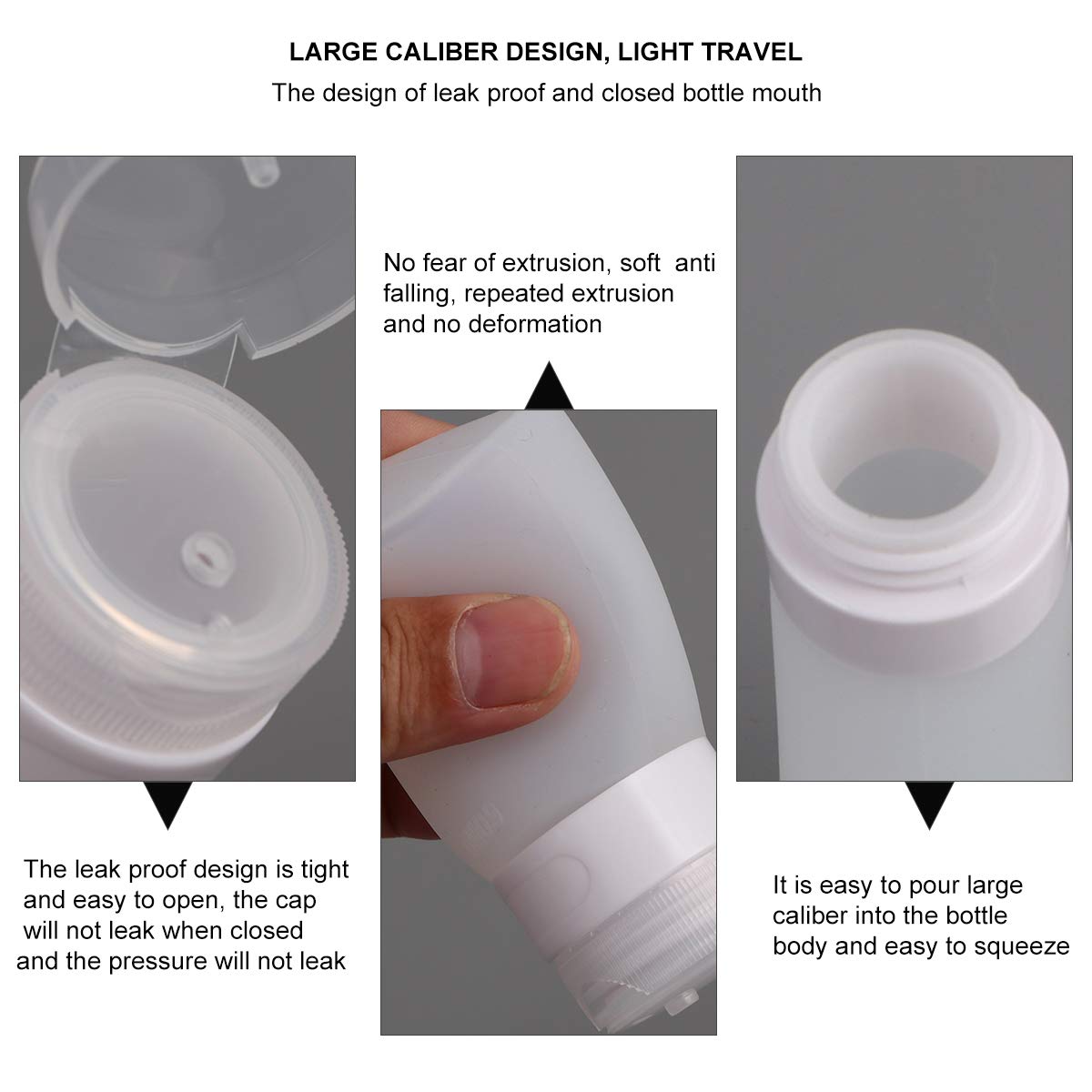 EXCLUZO 2-Pack Silicone Travel Bottles for Shampoo, Shower Gel & Toiletry (60ml & 90ml, Transparent) - Leak-Proof Refillable Containers for Women's Travel, Gym, Camping & Outdoor Activities
