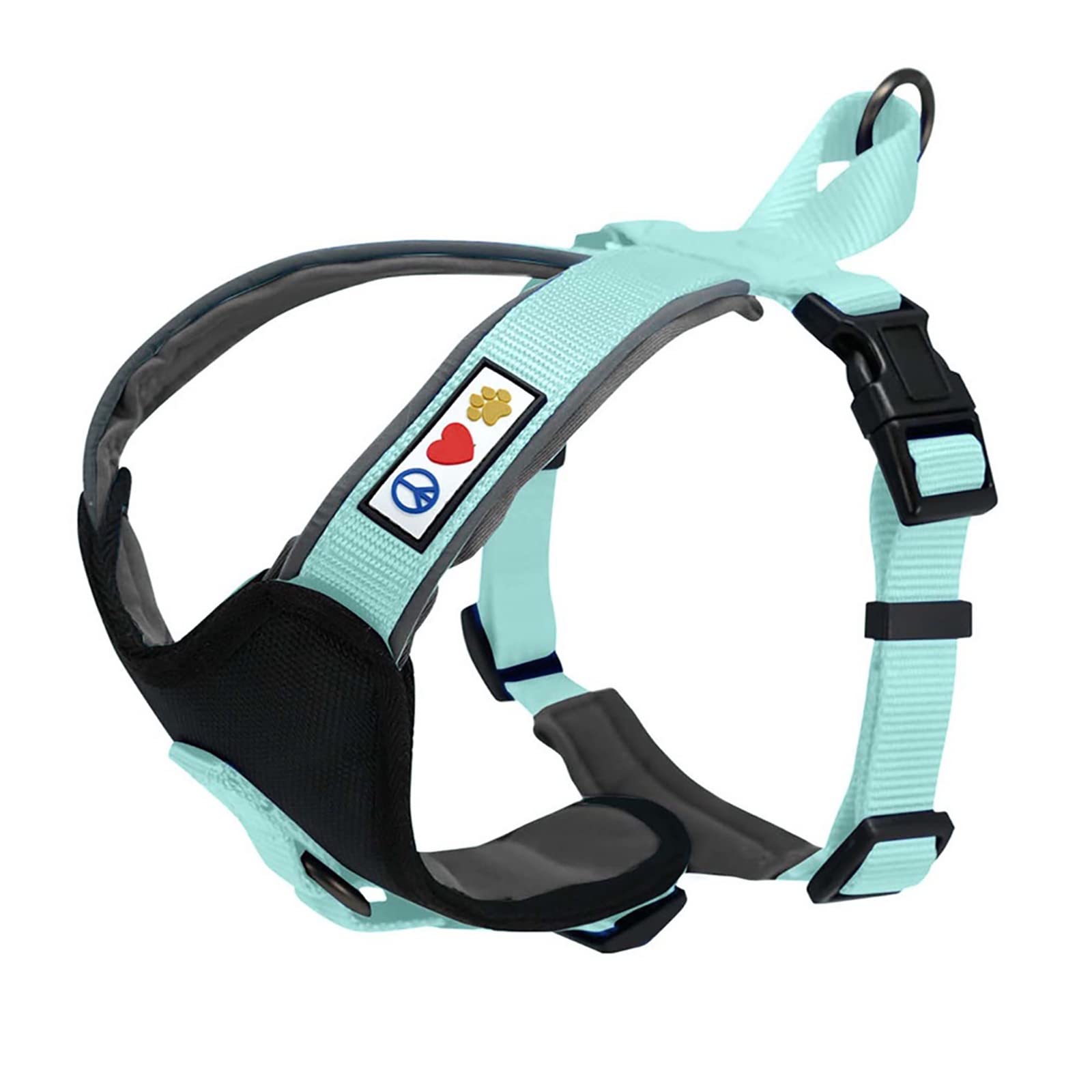 Pawtitas Reflective Padded Dog Harness - Comfortable & Adjustable Pet Vest for Walking, Running & Night Safety - Medium Size Teal Blue - Perfect for Small to Medium Dogs Outdoor Adventures