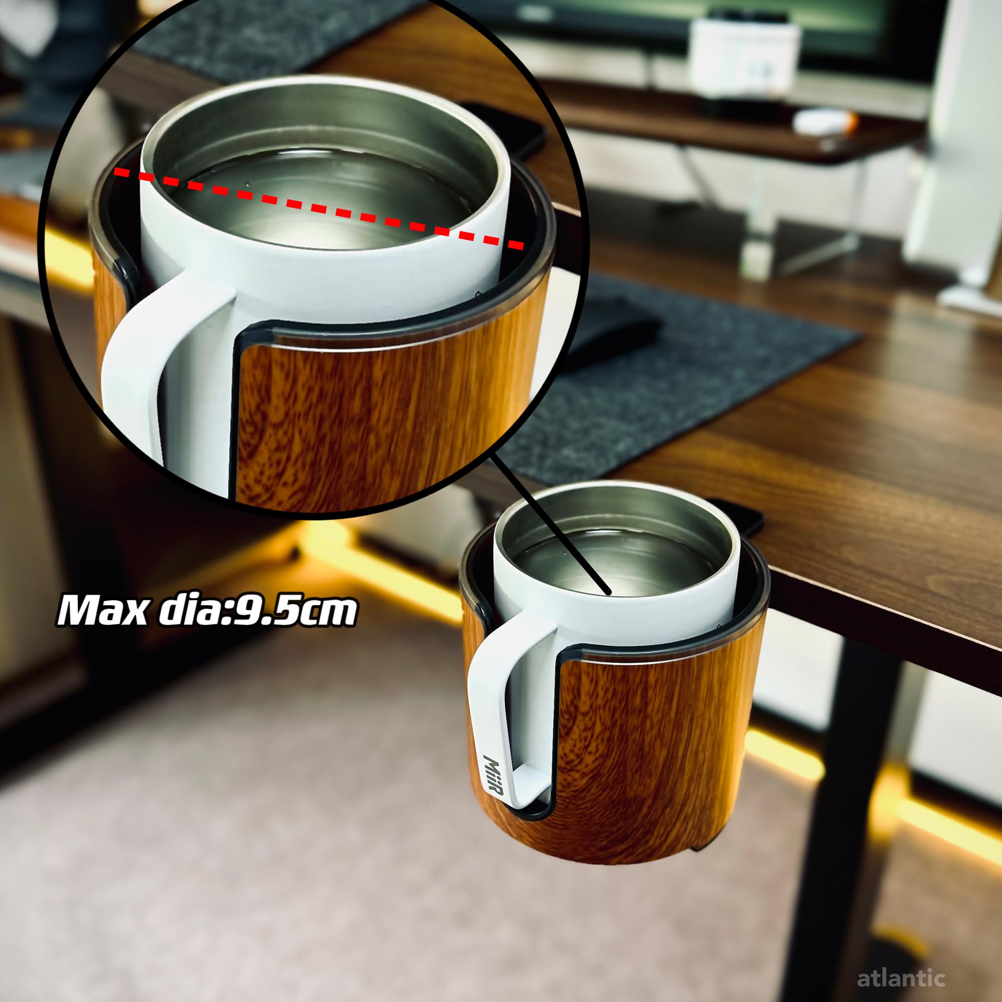 Premium 2-in-1 Desk Cup Holder & Organizer - Elegant Wooden Design for Coffee, Tea, Pens & Office Supplies | Perfect for Home Office, Study Desk & Workspace Organization