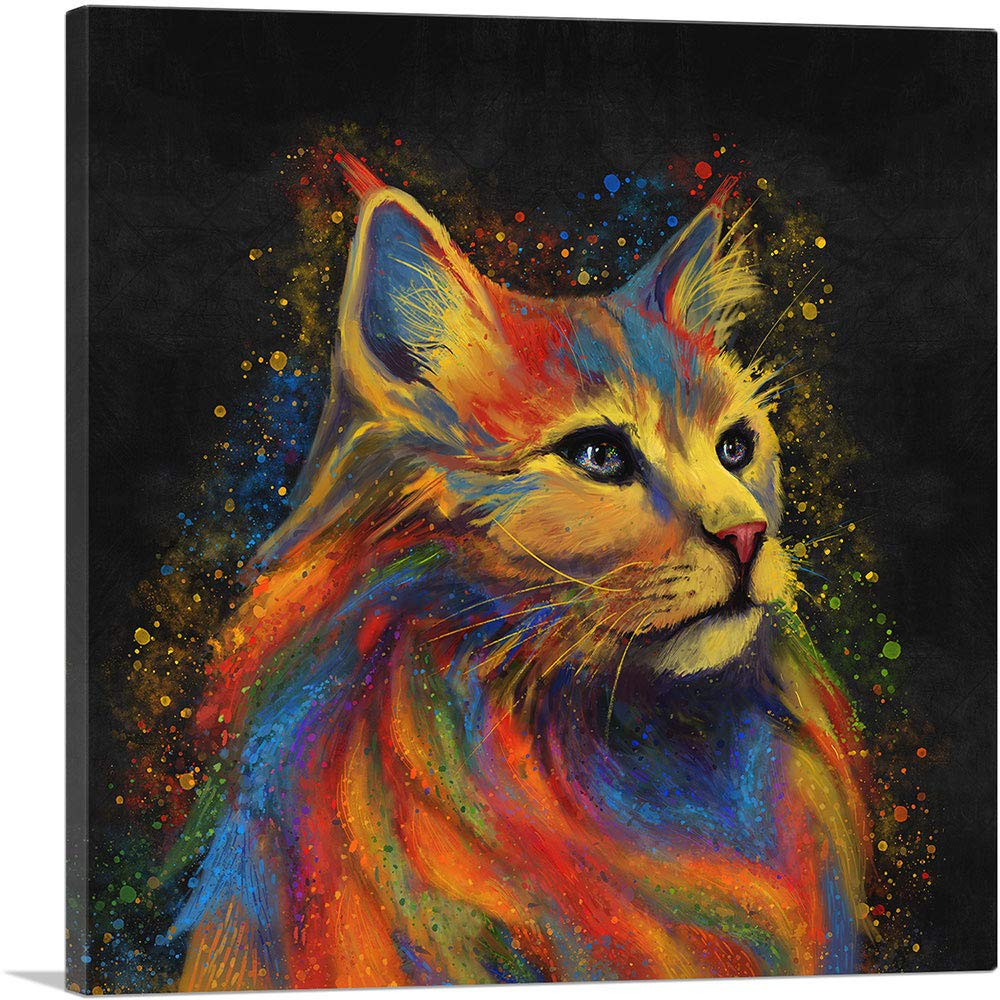 Norwegian Forest Cat Canvas Art Print - 36x36 Inch Stretched Framed Wall Painting, Giclee Poster Home Decor (0.75