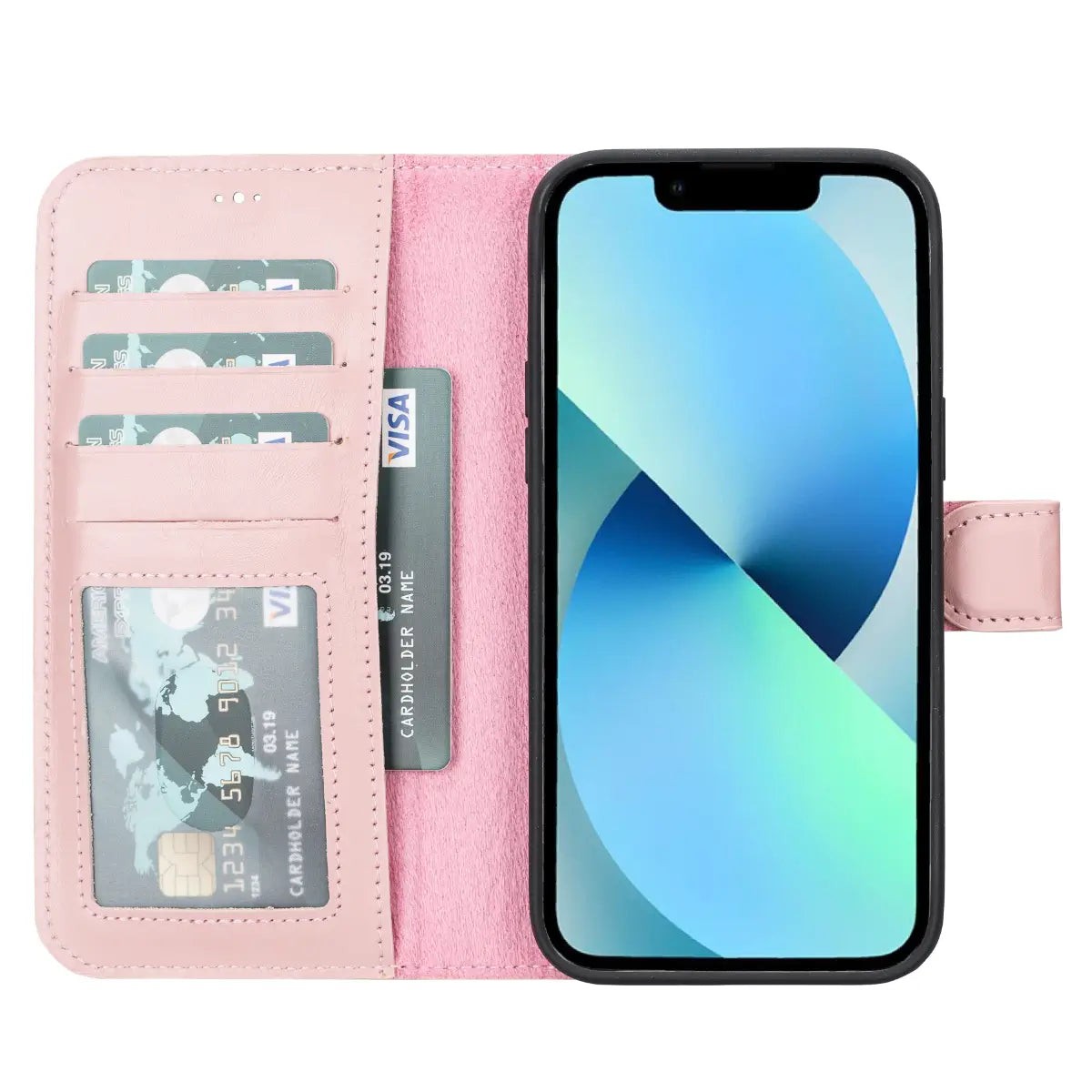 Pink Leather Wallet Case for iPhone 14 Pro Max - Slim Protective Phone Cover with Card Holder - Perfect for Women, Travel & Everyday Use