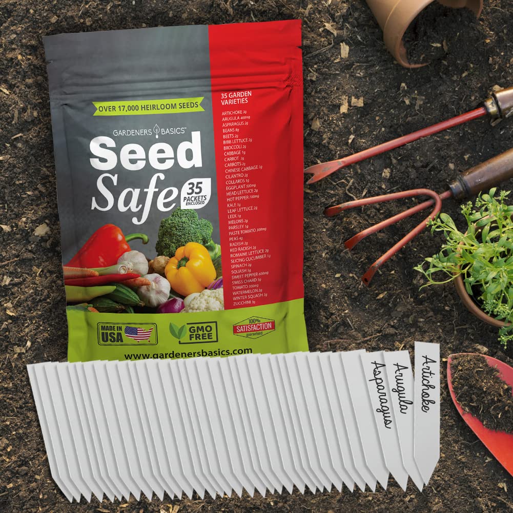 35 Varieties Heirloom Survival Garden Seeds - 17,000+ Non-GMO Vegetable & Fruit Seeds for Planting | Emergency Preparedness, Bugout Bag Supplies & Victory Garden Essentials | Perfect for Home Gardening, Food Security & Outdoor Survival Kits