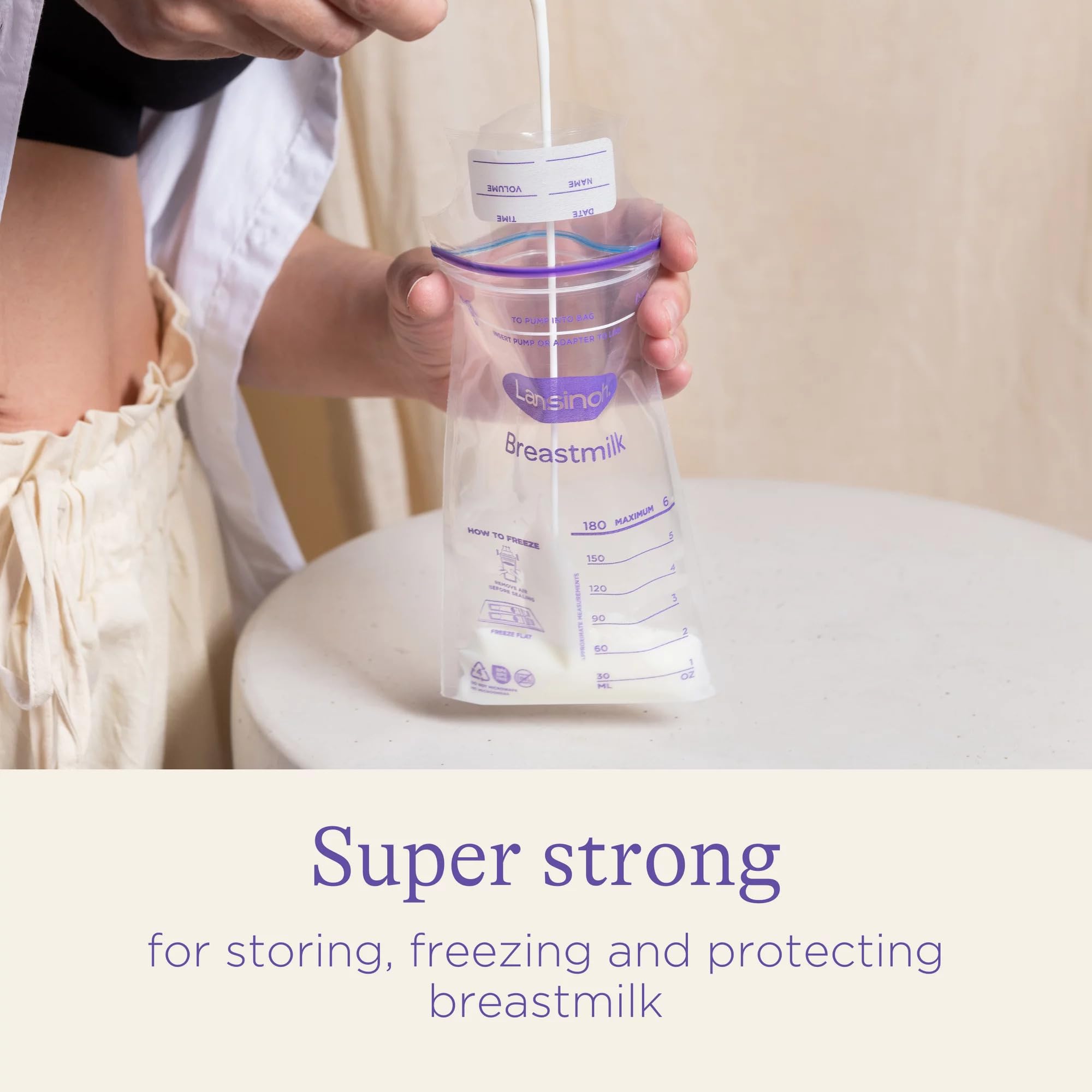 Lansinoh Breastmilk Storage Bags - 25 Count (6 Pack) - BPA Free, Pre-Sterilized, Double Zipper Seal - Perfect for Pumping, Freezing & Organizing Breast Milk