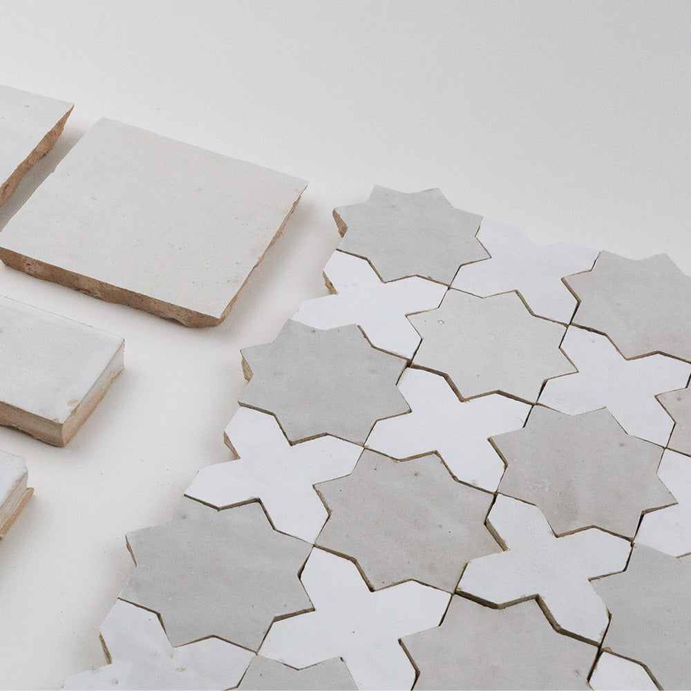 Zellige Mosaic Tiles - Handcrafted Moroccan Starburst Pattern Ceramic Tiles for Kitchen Backsplash, Bathroom & Pool Decor
