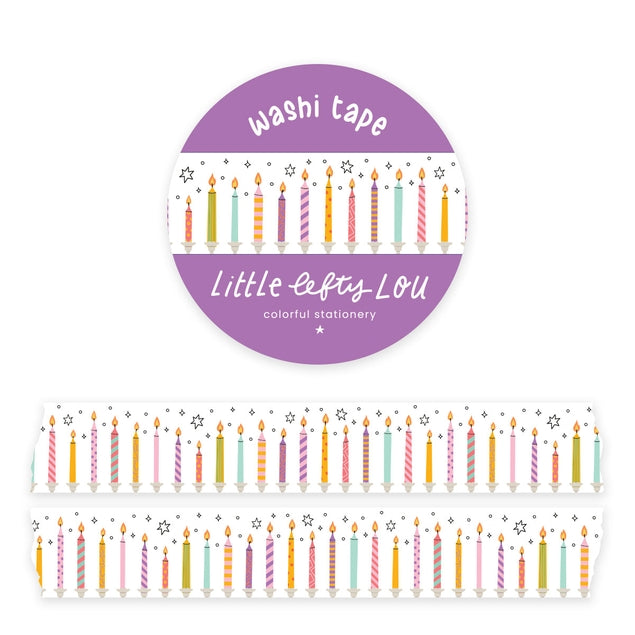 Decorative Birthday Candles Washi Tape - DIY Scrapbooking, Gift Wrapping & Party Decorations - Perfect for Journals, Cards, and Craft Projects