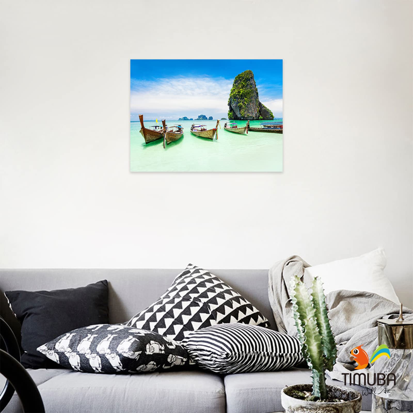 TIMUBA Coastal Beach Wall Art - 32x48 Inches Canvas Print for Bathroom & Bedroom Decor - Ocean Themed Pictures Perfect for Coastal, Nautical & Beach House Style - Ideal for Home, Office & Vacation Rental Decor