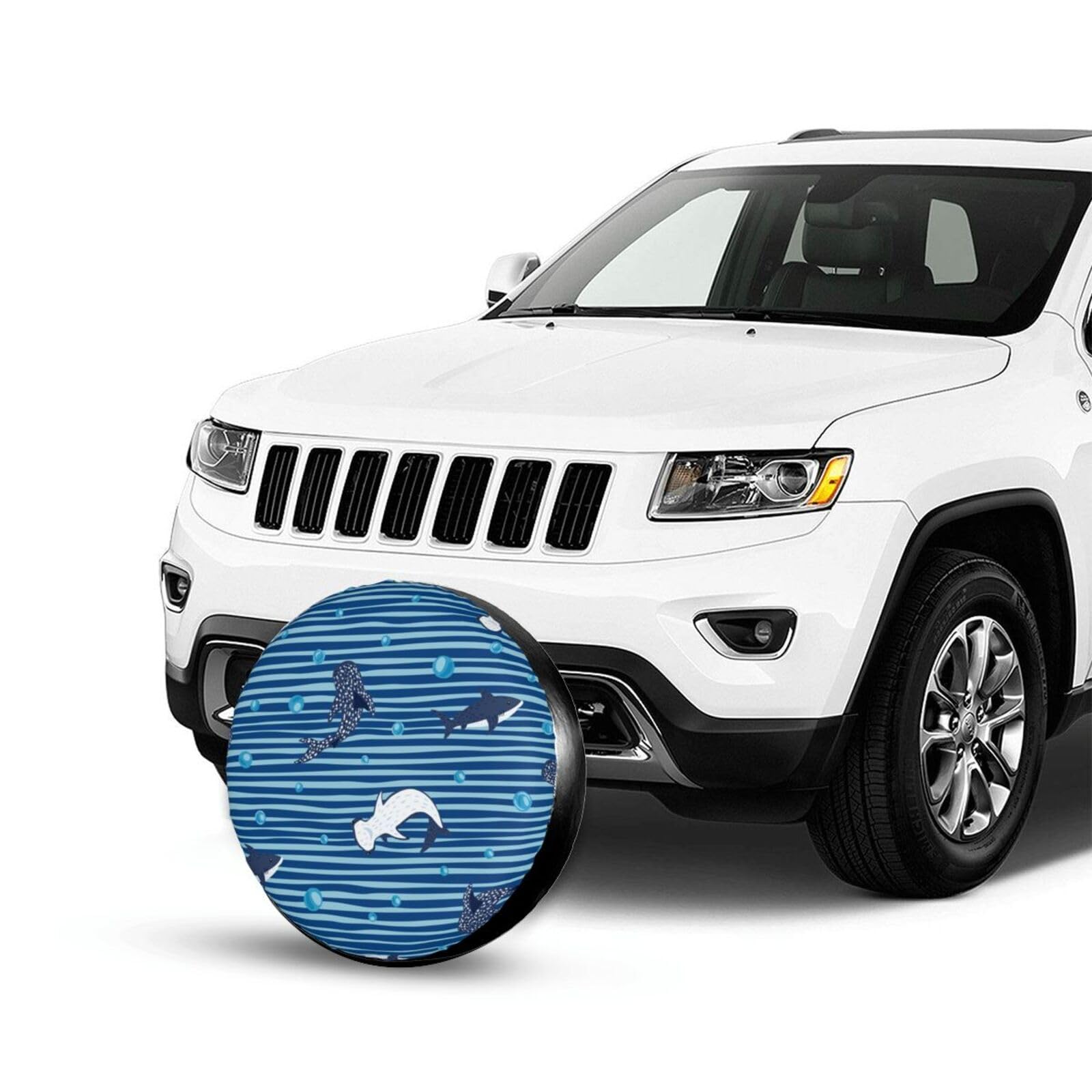 Shark Design Waterproof UV-Resistant Universal Spare Tire Cover - Fits 17