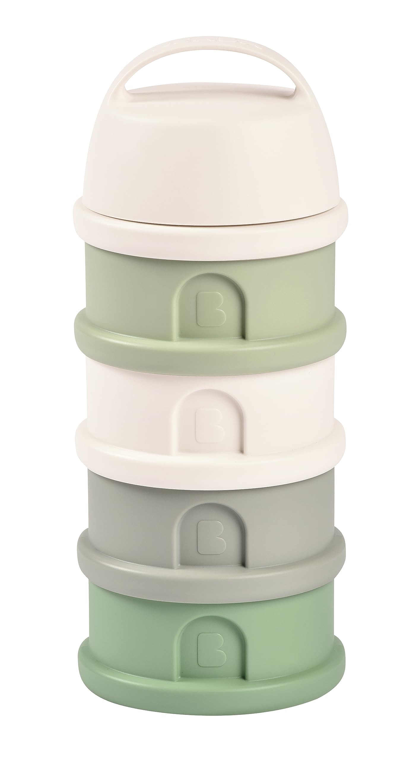 BEABA Baby Formula Dispenser & Snack Storage Container - 11 Doses Powder Capacity per Compartment, French-Made Sage Green - Perfect for On-the-Go Feeding, Daycare & Travel Essentials