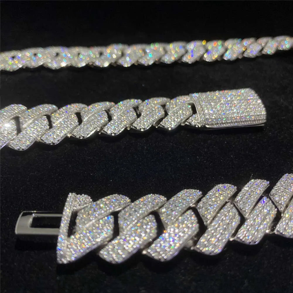 18K Gold Moissanite Cuban Link Tennis Chain Necklace for Men - Iced Out Hip Hop Jewelry Gift for Birthday, Anniversary & Special Occasions