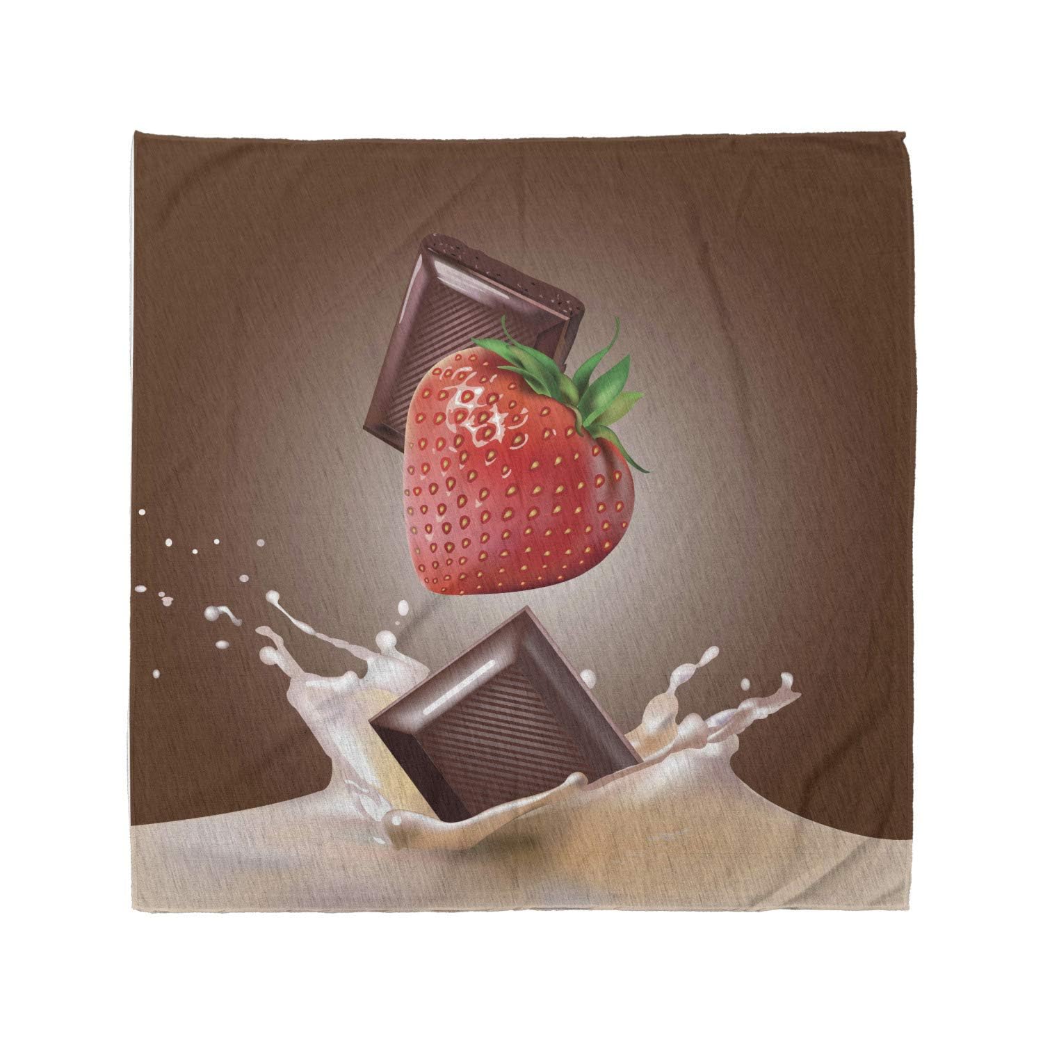 Ambesonne Fruit Bandana - Stylish Strawberry Chocolate Print Unisex Head & Neck Scarf for Men & Women - Perfect for Outdoor Activities, Music Festivals & Fashion Accessories
