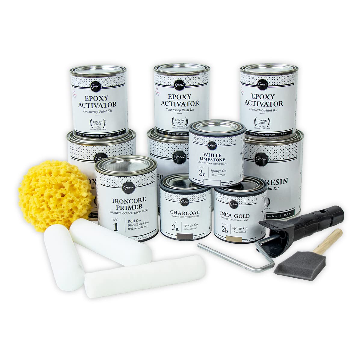 Giani Granite Countertop Paint Kit 2.0 with Epoxy Topcoat - Slate Finish for Kitchen & Bathroom Countertop Makeover - DIY Home Renovation Solution
