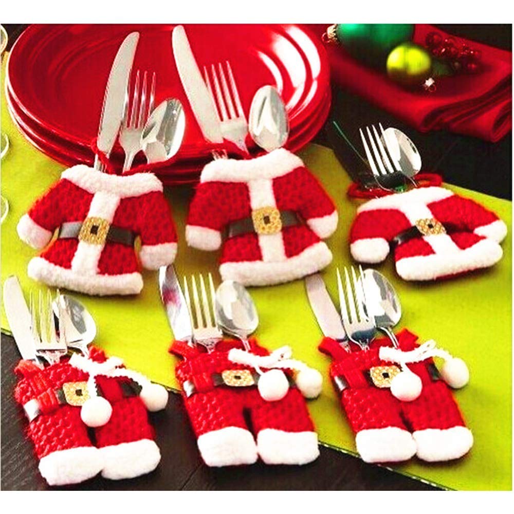 MSQ 4-Piece Christmas Knife and Fork Covers Set - Festive Red Snowman Pants Design for Holiday Table Decor - Perfect for Christmas Dinner, Xmas Party, Thanksgiving & Winter Celebrations