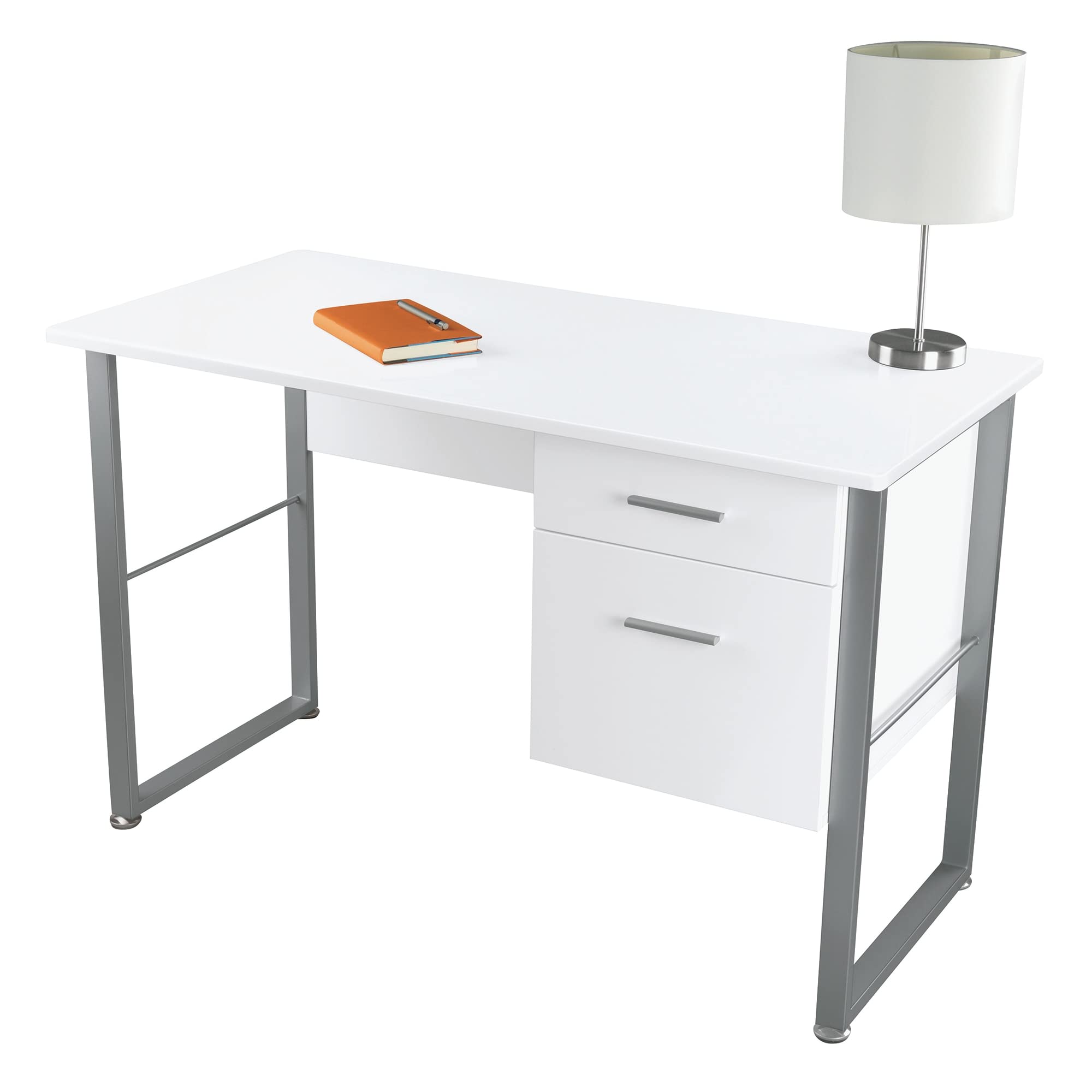 Realspace® Halton 48-Inch Wide White Computer Desk for Home Office, Gaming & Study - Modern Workstation with Durable Surface & Spacious Design